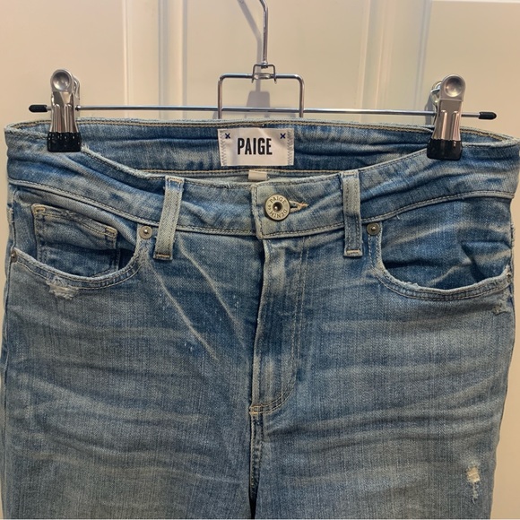 PAIGE Atley Ankle Flare Floretta Deconstructed Raw Hem Distressed Jeans $229.00 - Picture 4 of 14